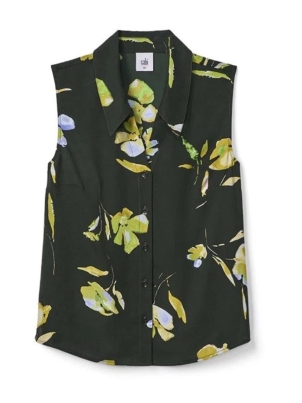 CAbi Women's Placid Button Sleeveless Top Multicolor Floral Size M #4740 Green - Picture 2 of 12